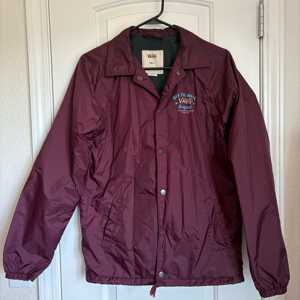 Vans Off The Wall Original Torrey Lined Maroon Snap Front Windbreaker - Size S